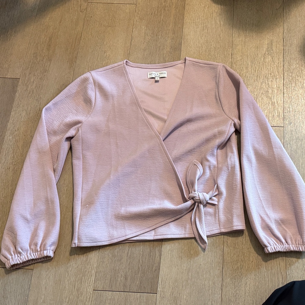 Madewell Light Pink Wrap Tie-Front Top